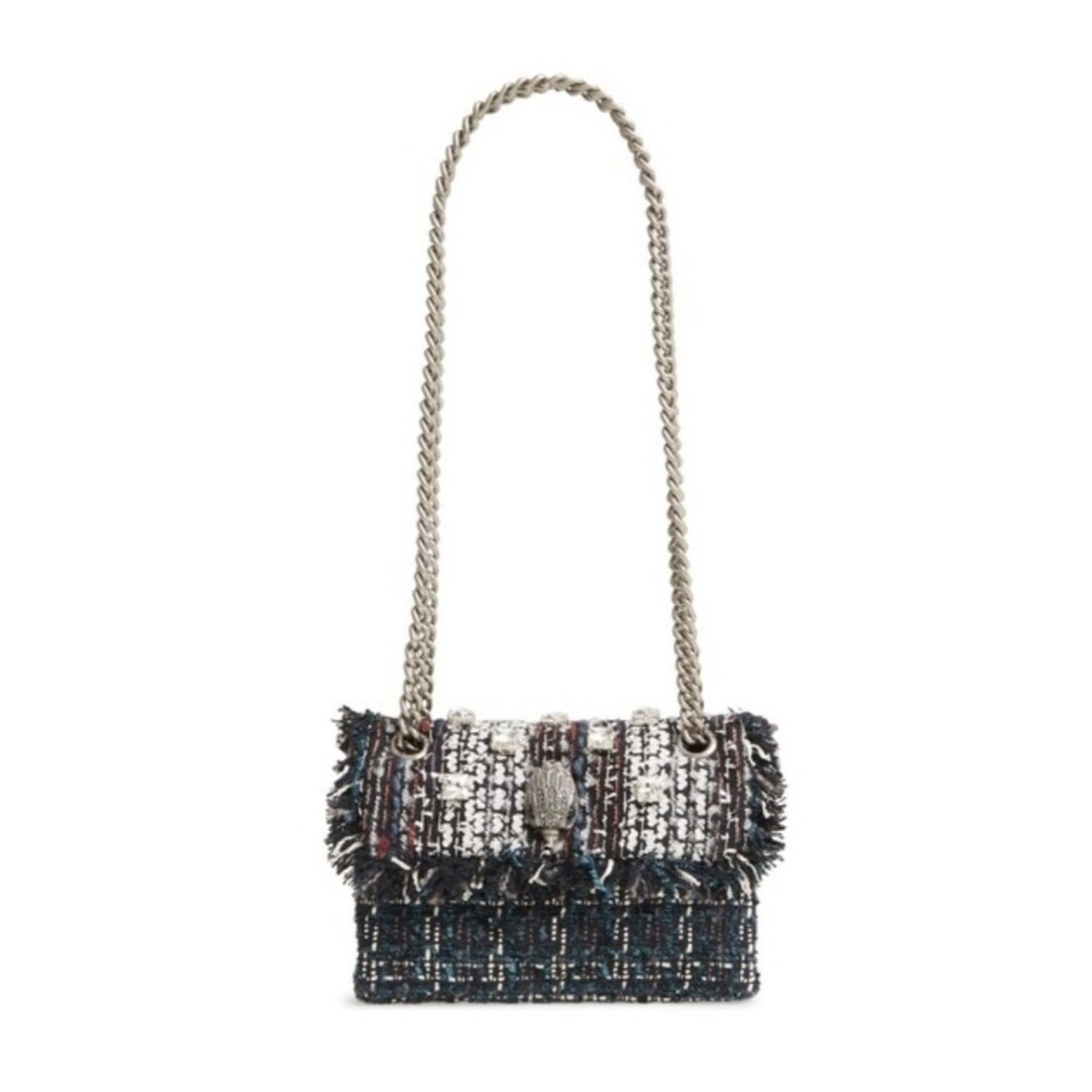 Kurt Geiger Mini Kensington Blue Dark Tweed Crossbody Bag